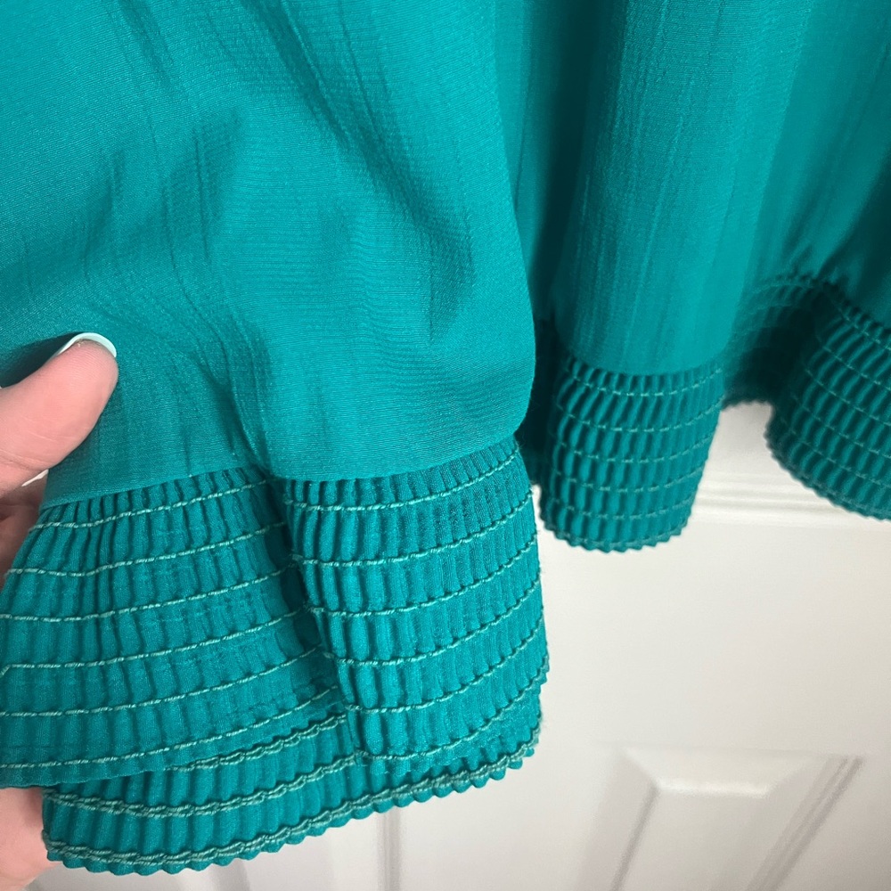 Alfred Dunner Turquoise Button-Up Top - Picture 6 of 6
